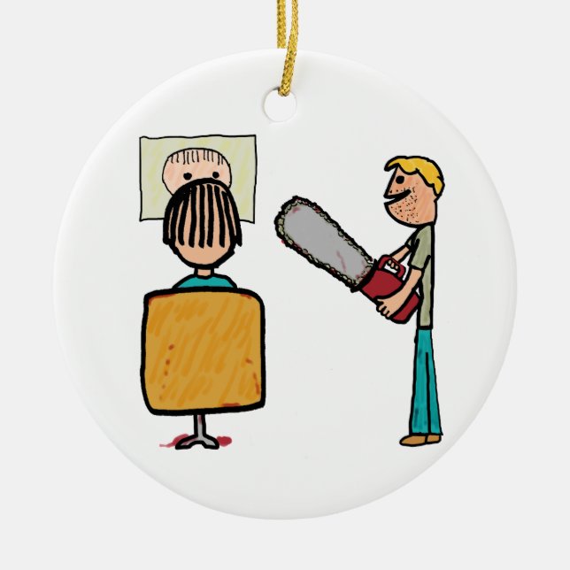 Funny Scary Barber Sweeney Todd Julgransprydnad Keramik (Framsidan)