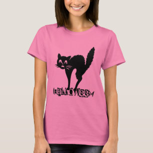 Funny Scary Black Cat Halloween Typografi T-shirt
