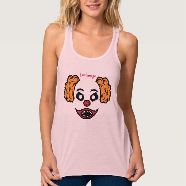 Funny Scary Clown Thunder_Cove Linne Med Racerback (Framsida)