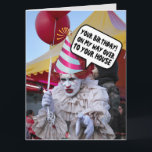 FUNNY SCARY EVIL CLOWN FÖDELSEDAGSKORT KORT<br><div class="desc">SCARY CLOWN BIRTHDAY CARD</div>