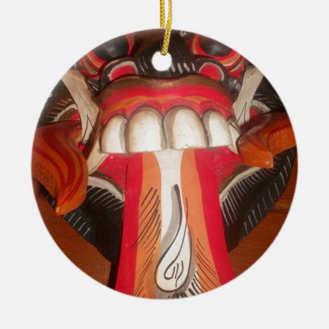 Funny Scary Konstig Tunga Halloween-mask Julgransprydnad Keramik (Framsidan)