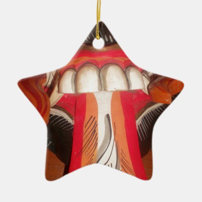 Funny Scary Konstig Tunga Halloween-mask Julgransprydnad Keramik (Framsidan)