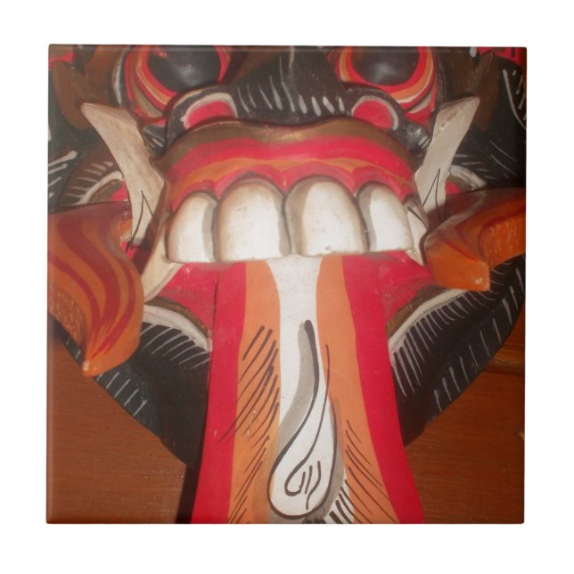 Funny Scary Konstig Tunga Halloween-mask Kakelplatta (Framsidan)