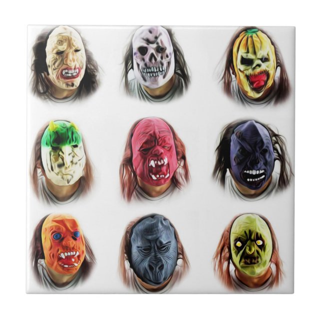 Funny Scary Masks Kakelplatta (Framsidan)