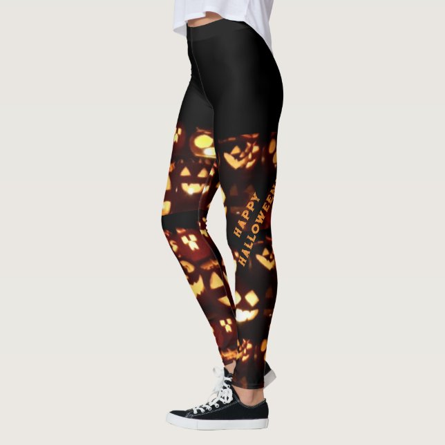 Funny Scary Pumpkins Happy halloween Leggings (Vänster)