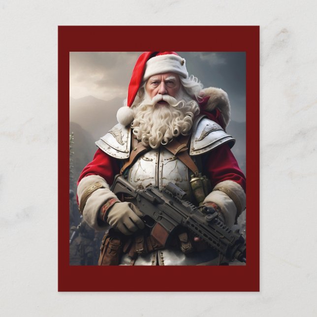 Funny Scary Santa Naughty List Vykort (Framsida)