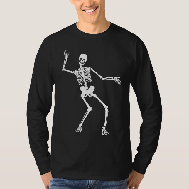 Funny Scary Skeleton Halloween Day of the dead T Shirt (Framsida)
