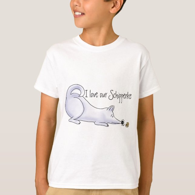 Funny Schipperke Hund Tecknad Tee Shirt (Framsida)