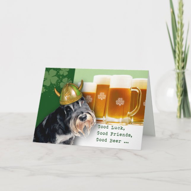 Funny Schnauzer Anpassningsbar St. Patrick's Day Kort (Framsida)