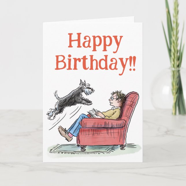 Funny Schnauzer Birthday Greetings-kort Kort (Framsida)