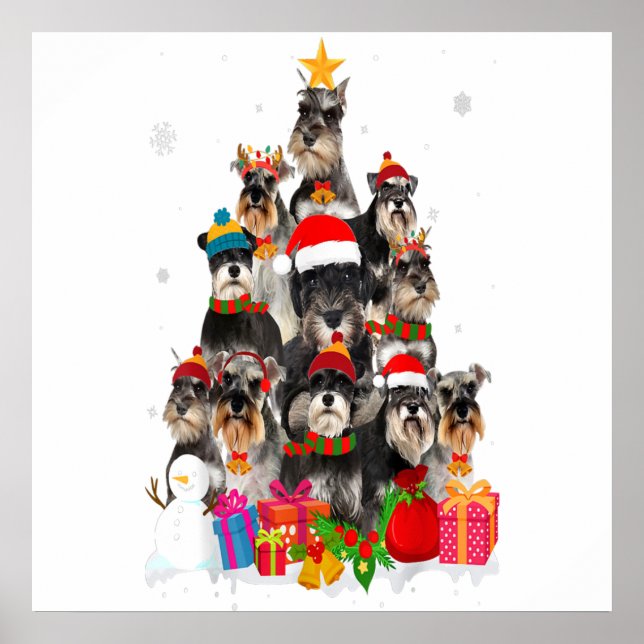 Funny Schnauzer Christmas Tree Pet DOG Lover Gift Poster (Framsidan)