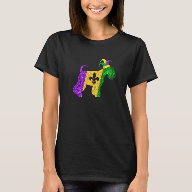 Funny Schnauzer Dog Lover Cute Mardi Gras Carnival T Shirt (Framsida)