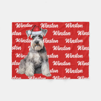 Funny Schnauzer Dog Name Patterned Christmas Fleecefilt