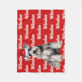 Funny Schnauzer Dog Name Patterned Christmas Fleecefilt