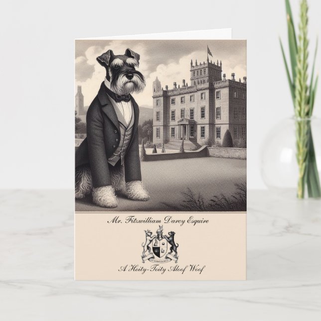 Funny Schnauzer Jane Austen Hälsning Card Kort (Framsida)