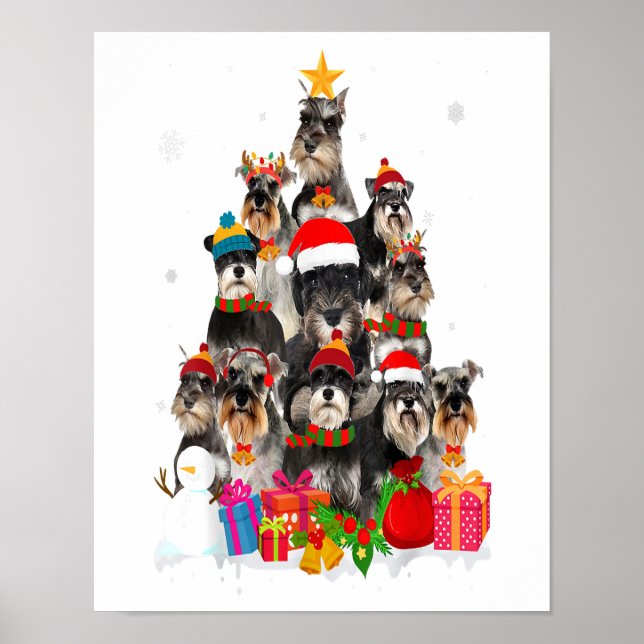 Funny Schnauzer Julgran Pet Hund älskare Gift Poster (Framsidan)