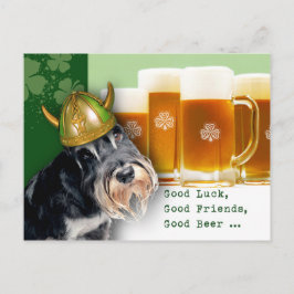Funny Schnauzer och Beer St. Patrick's Day Vykort