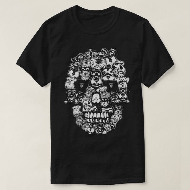 Funny Schnauzer Skull Hund Skeleton Halloween T Shirt (Design framsida)