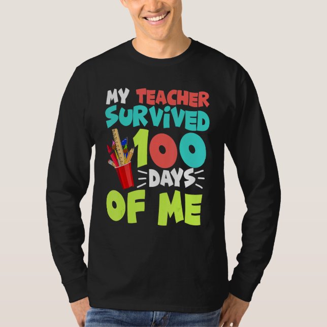 Funny School Boys Girls Kids Gift 100 Days Of Scho T Shirt (Framsida)