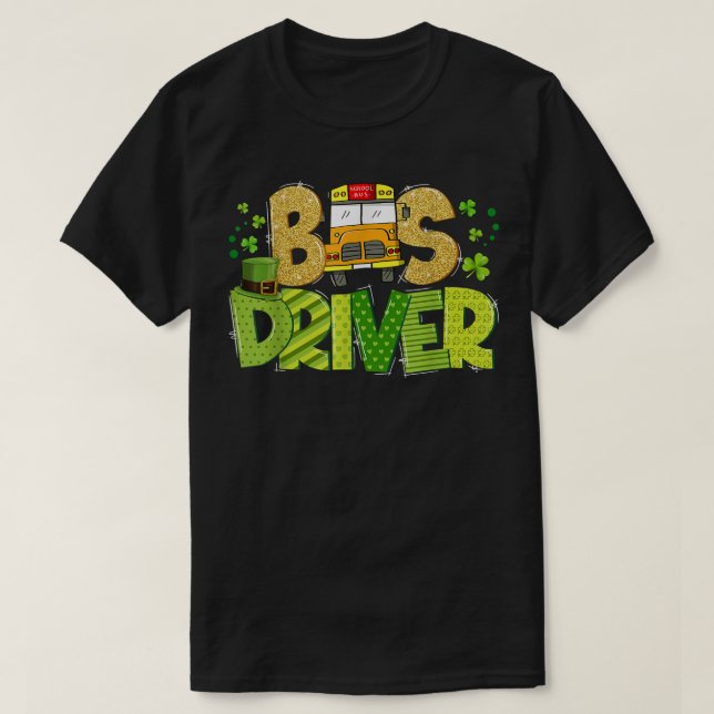 Funny School Bus Driver Happy St Patrick's Day Mat T Shirt (Design framsida)