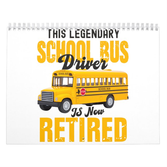 Funny school bus driver retirement Retired men Kalender (Omslag)