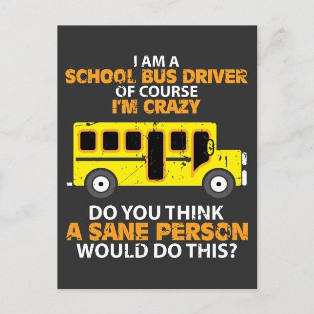 Funny School Buss - Crazy Buss Driver Roligt Car Vykort (Framsida)