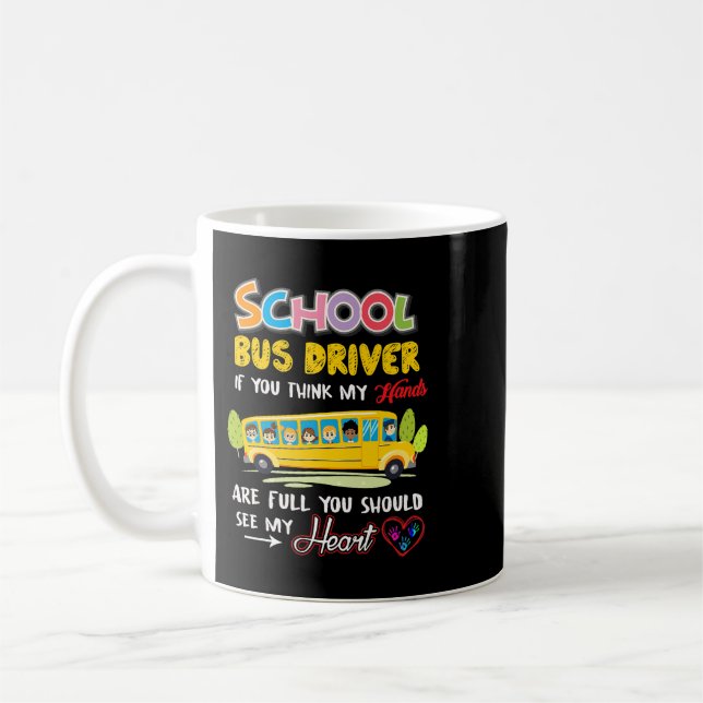 Funny School Buss Driver TShirt Cute Heart Appreci Kaffemugg (Vänster)