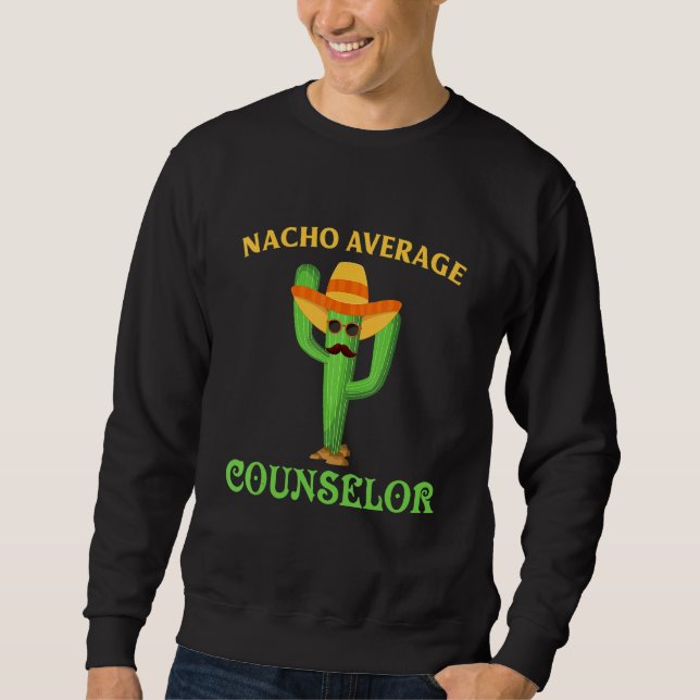Funny School Counselor Nacho Retro Teacher Cactus  Lång Ärmad Tröja (Framsida)