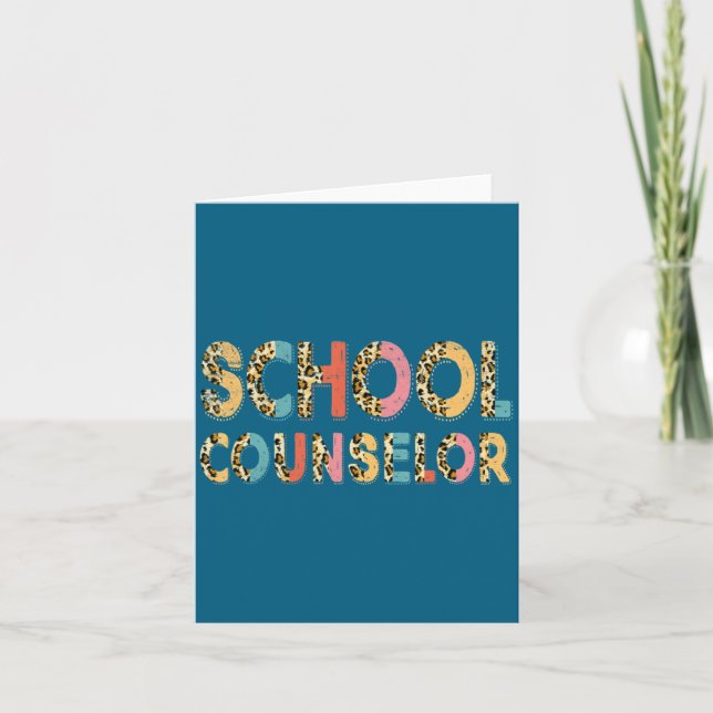 Funny School Counselor Teacher Leopard School Coun Kort (Framsida)