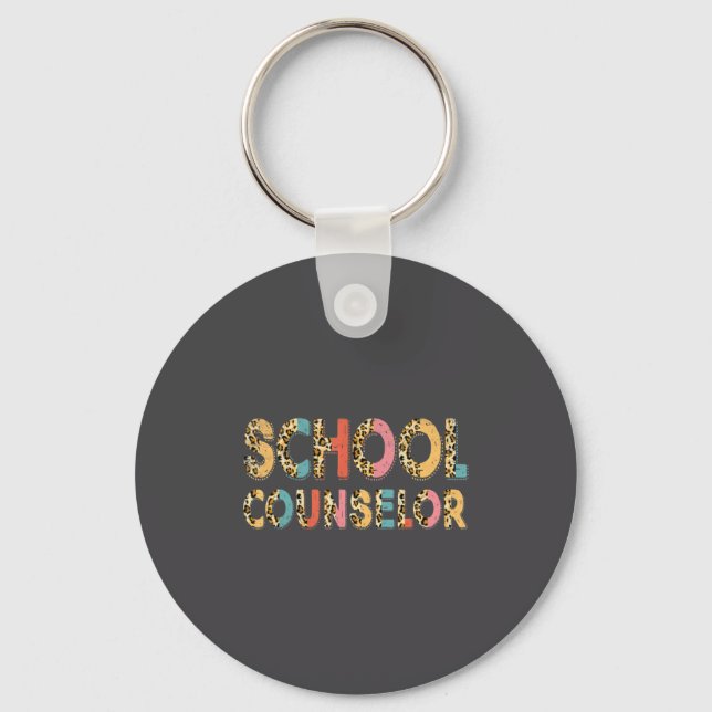 Funny School Counselor Teacher Leopard School Coun Nyckelring (Framsida)
