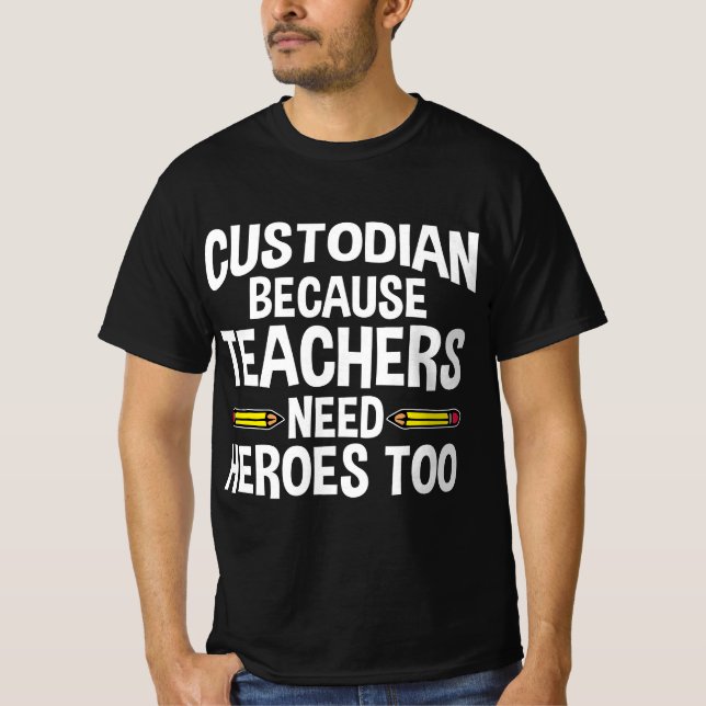 Funny School Custodian For Men Women Janitor Quote T Shirt (Framsida)