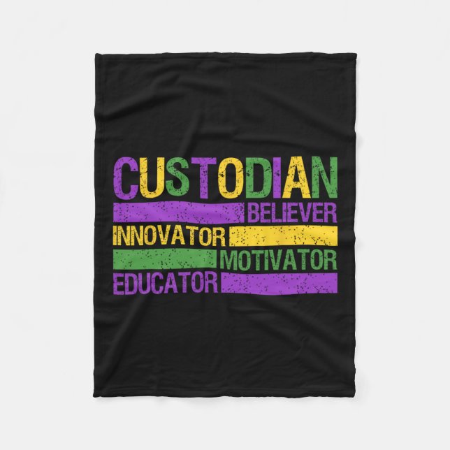 Funny School Custodian Mardi Gras Festival Party M Fleecefilt (Framsidan)