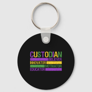 Funny School Custodian Mardi Gras Festival Party M Nyckelring