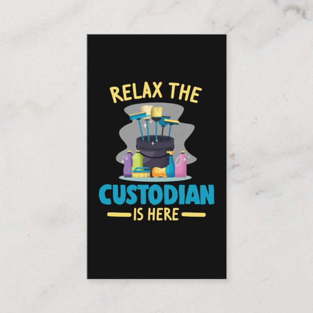 Funny School Custodian Städning Janitor Caretaker Visitkort (Framsida)