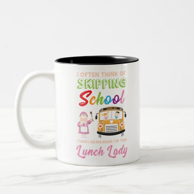 Funny School Lunch Dam Gift Två-Tonad Mugg (Vänster)
