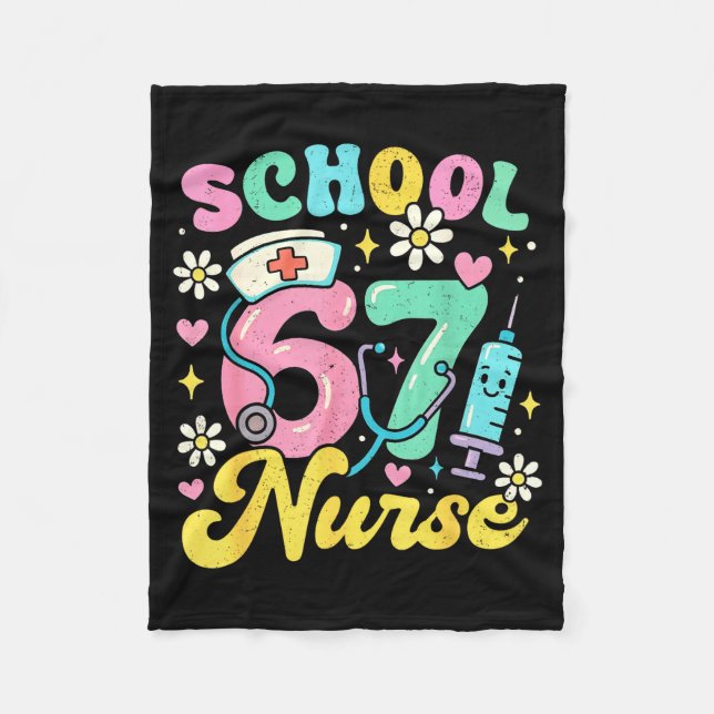 Funny School Nurse 67 Cute Medical Meme Design  Fleecefilt (Framsidan)