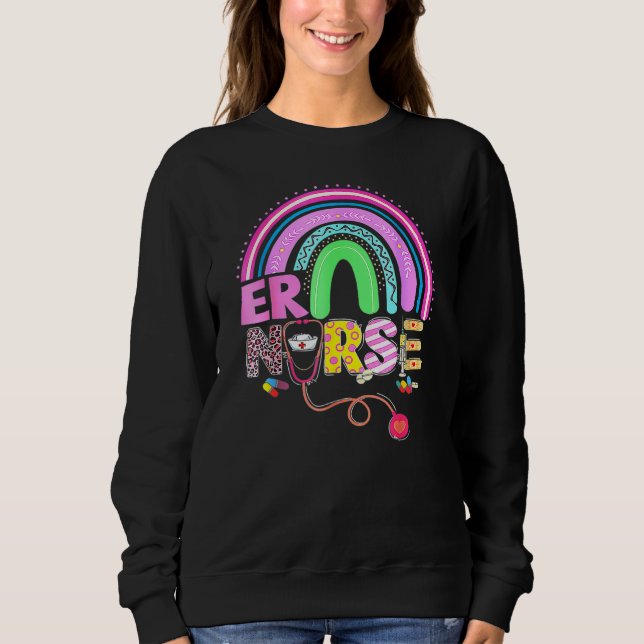 Funny School Nurse Bunny Nursing Rainbow Påsk Ch T Shirt (Framsida)