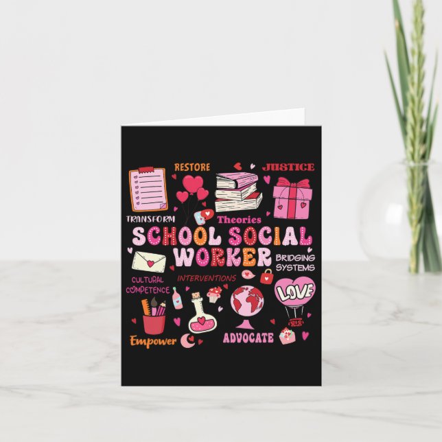 Funny School Social Worker Heart Valentines day Kort (Framsida)