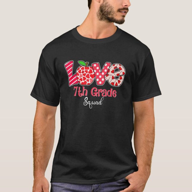 Funny School Teacher Love 7th Grade Squad Valentin T Shirt (Framsida)