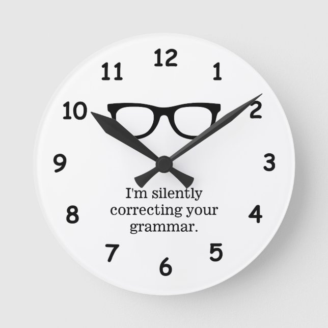 Funny school teacher wall clock for classroom rund klocka (Framsida)