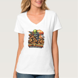 Funny Sci-Fi Fantasy Meme Art, Alien Riding Dinosa T Shirt