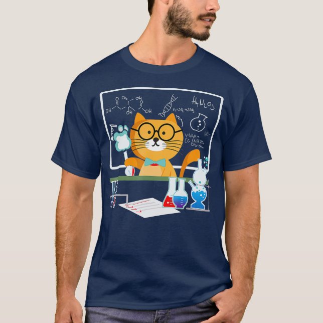 Funny Science Cat Chemistry Teacher T Shirt (Framsida)