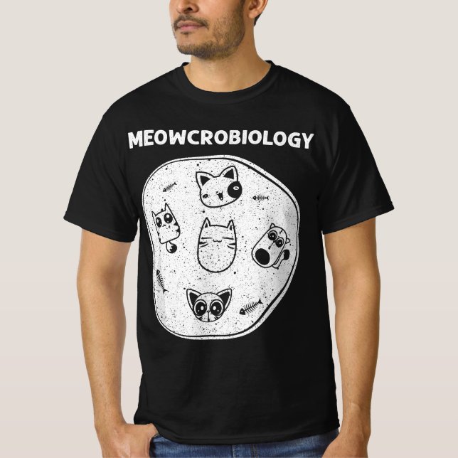Funny Science Cat For Men Women Meow Microbiologis T Shirt (Framsida)