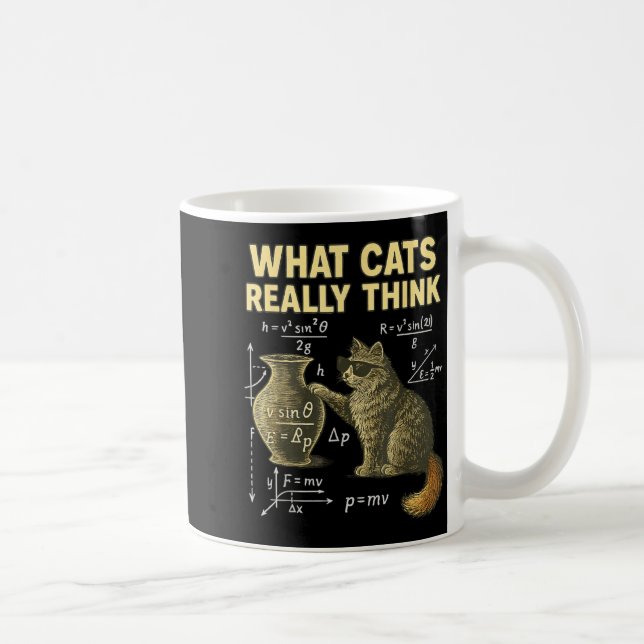Funny Science Cat Physics What Cats Think Gift Men Kaffemugg (Höger)