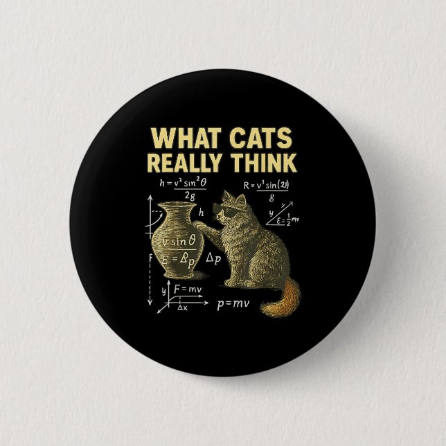 Funny Science Cat Physics What Cats Think Gift Men Knapp (Framsida)