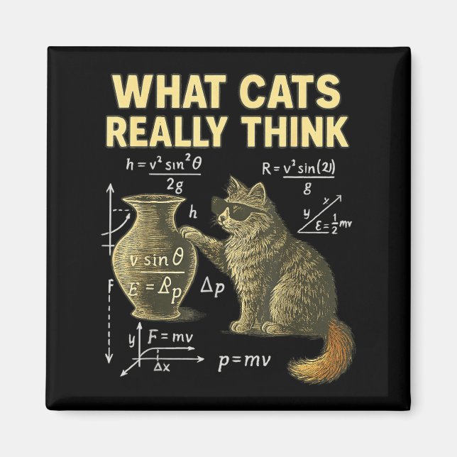 Funny Science Cat Physics What Cats Think Gift Men Magnet (Framsidan)