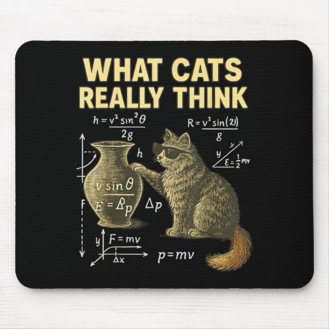 Funny Science Cat Physics What Cats Think Gift Men Musmatta (Framsidan)