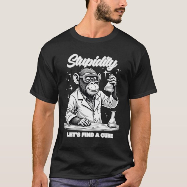 Funny Science Chimp T-Shirt - Lab Monkey Joke Tee (Framsida)