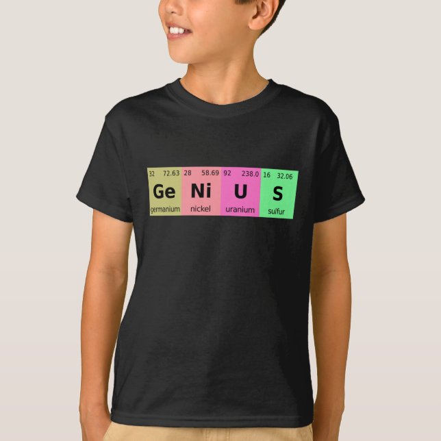 Funny Science Genius Periodic Bord i Inslag T Shirt (Framsida)