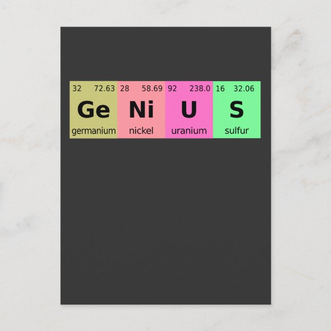 Funny Science Genius Periodic Bord i Inslag Vykort (Framsida)